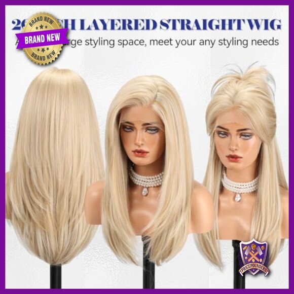13x6 HD Lace Front Glueless Wig, 24 Inch Synthetic Layered Hair